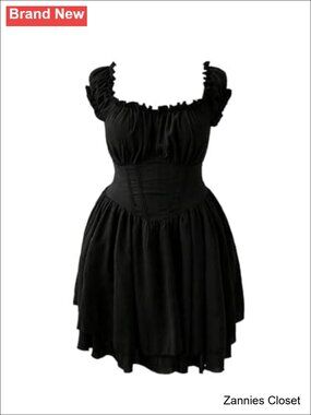 👻 Plus Size Gothic A Line Ruffle Sleeve Witchy Mini Dress